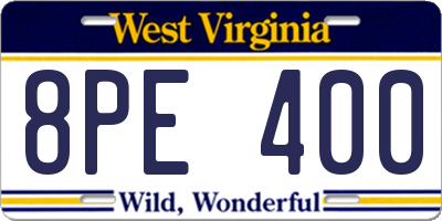 WV license plate 8PE400