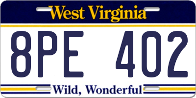 WV license plate 8PE402
