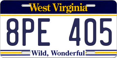 WV license plate 8PE405