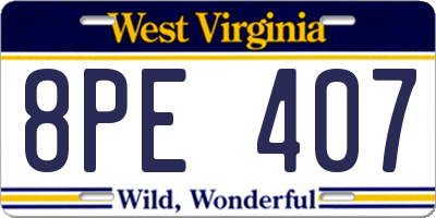 WV license plate 8PE407