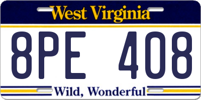 WV license plate 8PE408