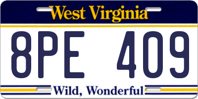 WV license plate 8PE409