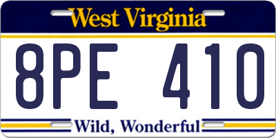WV license plate 8PE410