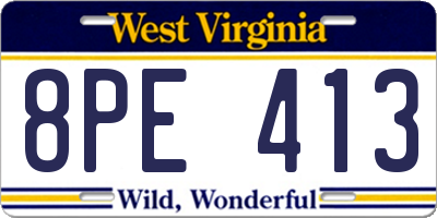 WV license plate 8PE413