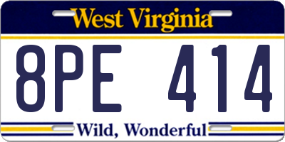 WV license plate 8PE414