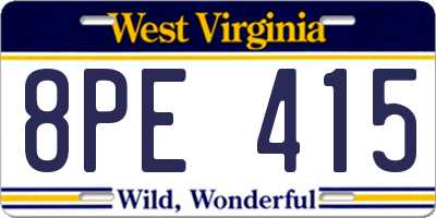 WV license plate 8PE415
