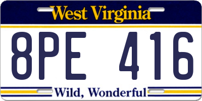 WV license plate 8PE416