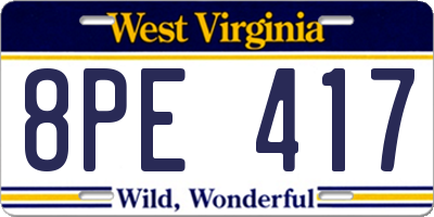 WV license plate 8PE417