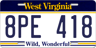 WV license plate 8PE418