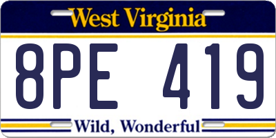 WV license plate 8PE419