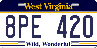 WV license plate 8PE420