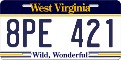 WV license plate 8PE421
