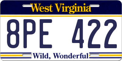 WV license plate 8PE422