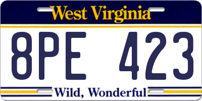 WV license plate 8PE423