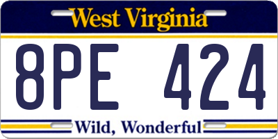 WV license plate 8PE424