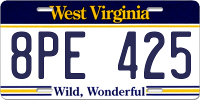 WV license plate 8PE425