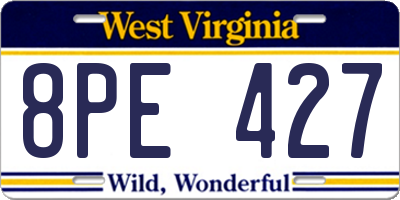 WV license plate 8PE427