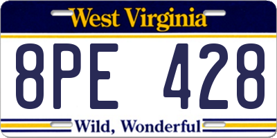 WV license plate 8PE428