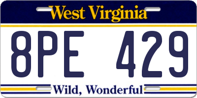 WV license plate 8PE429