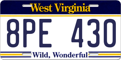 WV license plate 8PE430