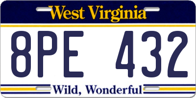 WV license plate 8PE432