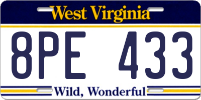 WV license plate 8PE433