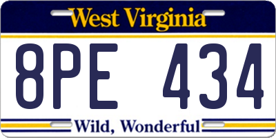 WV license plate 8PE434