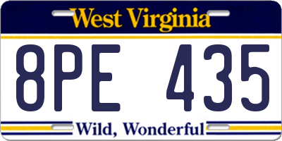 WV license plate 8PE435