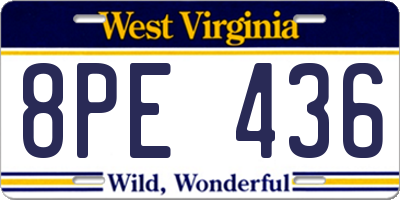 WV license plate 8PE436