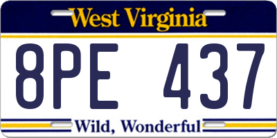 WV license plate 8PE437
