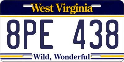 WV license plate 8PE438