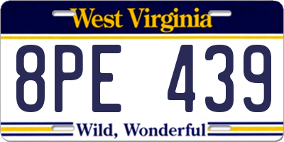 WV license plate 8PE439