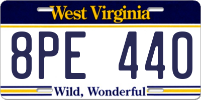 WV license plate 8PE440