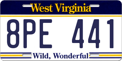 WV license plate 8PE441