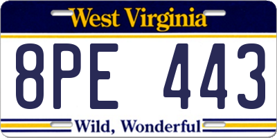 WV license plate 8PE443