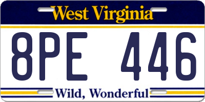 WV license plate 8PE446