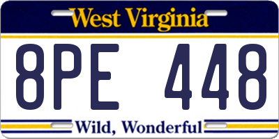 WV license plate 8PE448