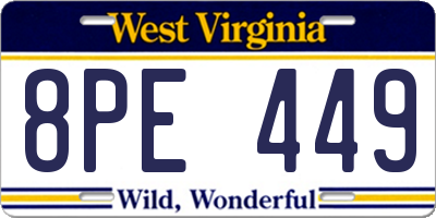 WV license plate 8PE449