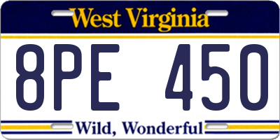 WV license plate 8PE450