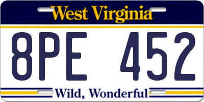 WV license plate 8PE452