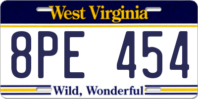 WV license plate 8PE454