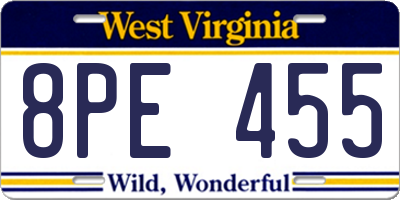 WV license plate 8PE455
