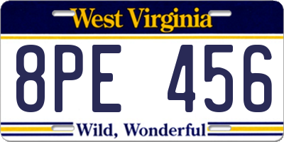 WV license plate 8PE456