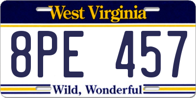 WV license plate 8PE457