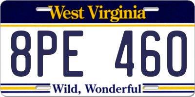 WV license plate 8PE460
