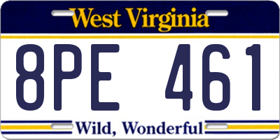 WV license plate 8PE461