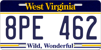 WV license plate 8PE462