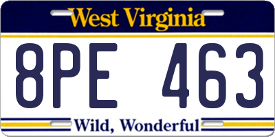 WV license plate 8PE463