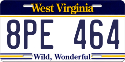WV license plate 8PE464