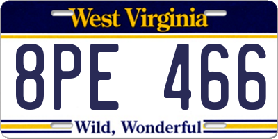 WV license plate 8PE466